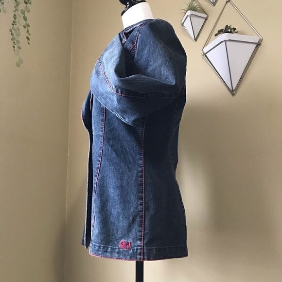 Fitted Collared One Button Denim Blazer/Jacket - Picture 3 of 8